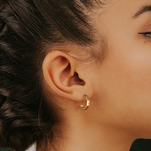 Classic Medium Open Hoop Studs – 14K Gold Plated Silver