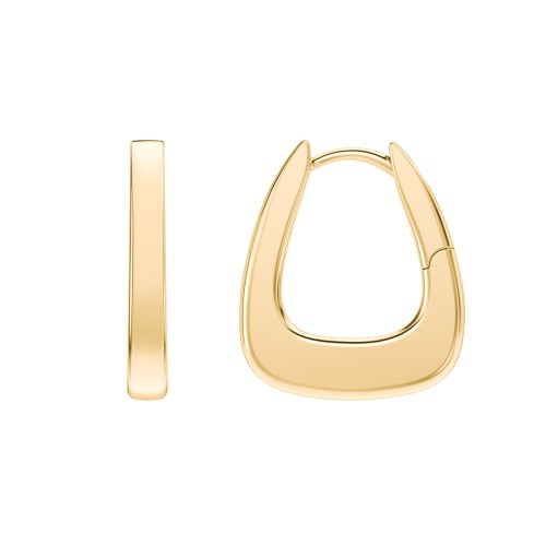 Rounded Triangular Hoop Earrings – 14K Gold Plated Silver