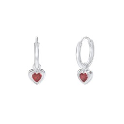 Small Hoops with Removable Puffy Heart Birthstone Charms