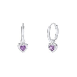 Small Hoops with Removable Puffy Heart Birthstone Charms