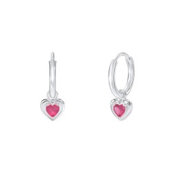 Small Hoops with Removable Puffy Heart Birthstone Charms