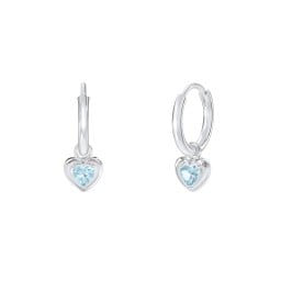 Small Hoops with Removable Puffy Heart Birthstone Charms