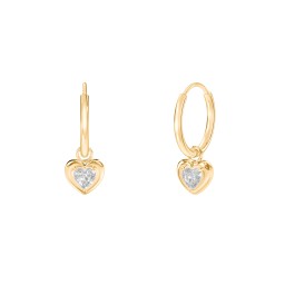 Small Hoops with Removable Puffy Heart Birthstone Charms in with Diamond
