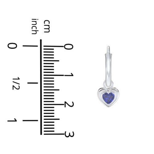 Small Hoops with Removable Puffy Heart Birthstone Charms