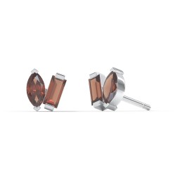Toi et Moi Marquise and Baguette Gemstone Stud Earrings in 925 Sterling Silver with Garnet