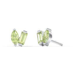 Toi et Moi Marquise and Baguette Gemstone Stud Earrings in 925 Sterling Silver with Peridot