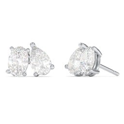 Toi et Moi Oval and Pear Gemstone Stud Earrings