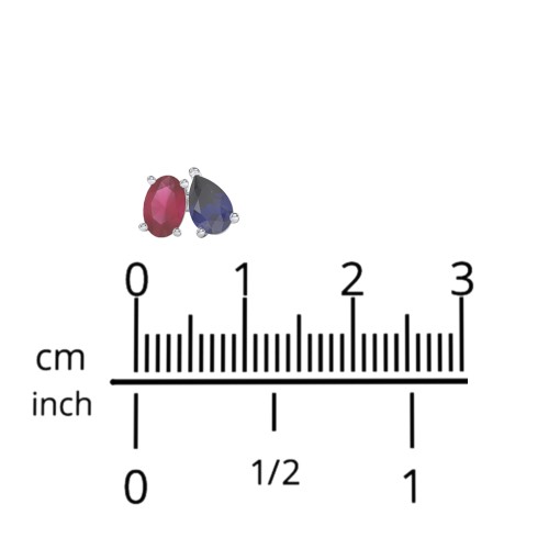 Toi et Moi Oval and Pear Gemstone Stud Earrings – Sterling Silver with Lavender Premium Zirconia and Peridot