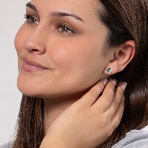 Toi et Moi Oval and Pear Gemstone Stud Earrings – Sterling Silver with Lavender Premium Zirconia and Peridot