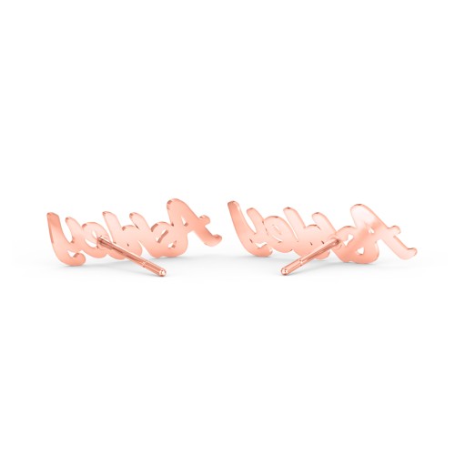 Personalized Name Stud Earrings – 10K Rose Gold