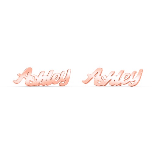 Personalized Name Stud Earrings – 10K Rose Gold