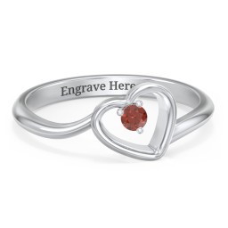 Heart Bypass Ring in 925 Sterling Silver