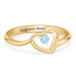 Heart Bypass Ring in 18K Gold Plated Silver with Blue Topaz