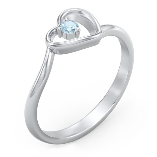 Heart Bypass Ring – Sterling Silver with Blue Topaz