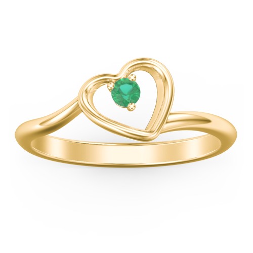 Heart Bypass Ring – 18K Gold Plated Silver with Emerald