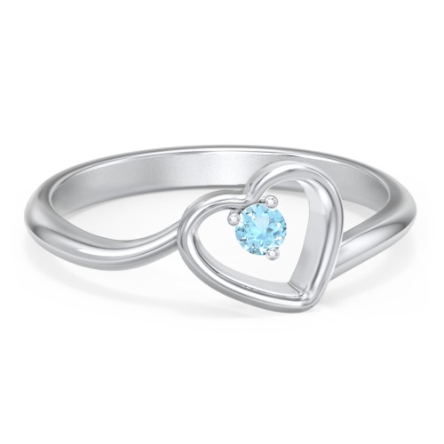 Heart Bypass Ring – Sterling Silver with Blue Topaz