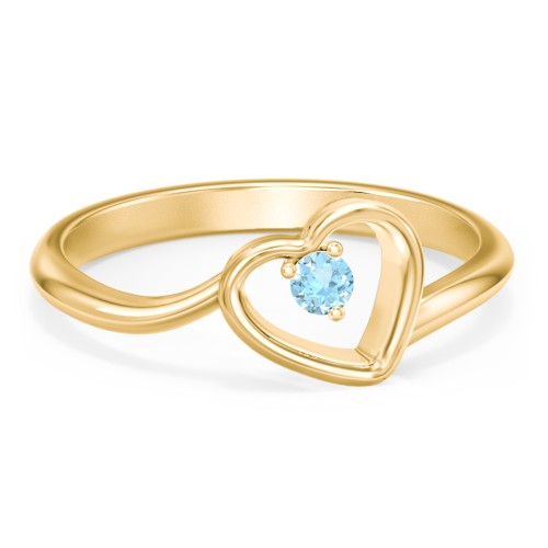 Heart Bypass Ring – 18K Gold Plated Silver with Blue Topaz