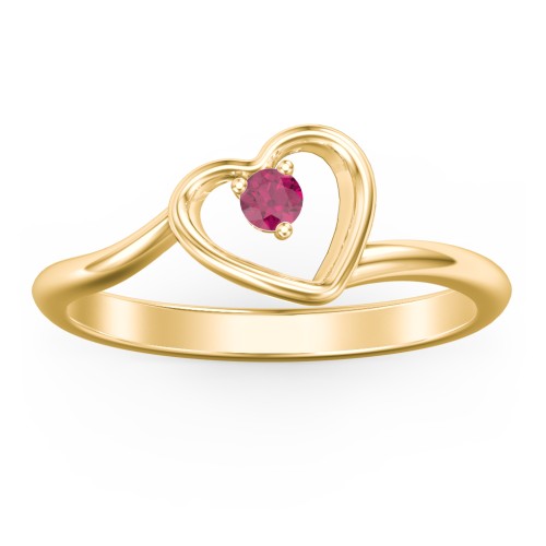 Heart Bypass Ring – 18K Gold Plated Silver with Ruby