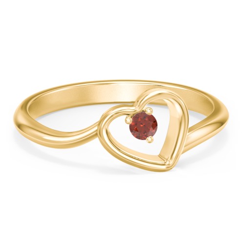 Heart Bypass Ring – 18K Gold Plated Silver with Garnet