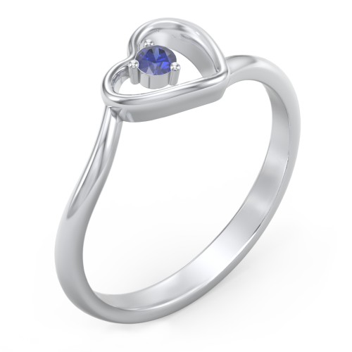 Heart Bypass Ring – Sterling Silver with Blue Sapphire