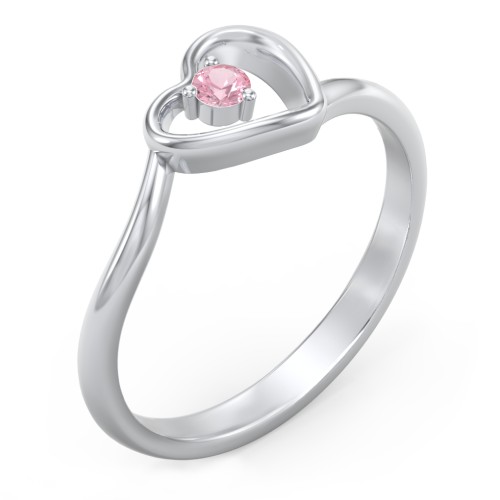 Heart Bypass Ring – Sterling Silver with Pink Tourmaline