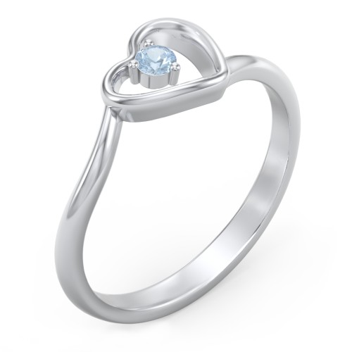 Heart Bypass Ring – Sterling Silver with Blue Topaz