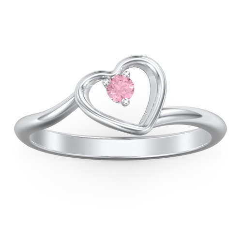 Heart Bypass Ring – Sterling Silver with Pink Tourmaline