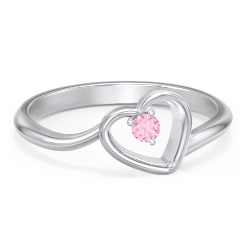 Heart Bypass Ring – Sterling Silver with Pink Tourmaline