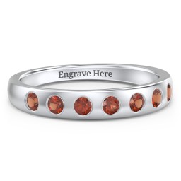 Flush Set Gemstone Belt Ring in 925 Sterling Silver