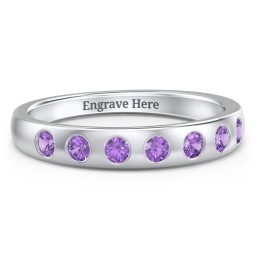 Flush Set Gemstone Belt Ring in 925 Sterling Silver with Amethyst
