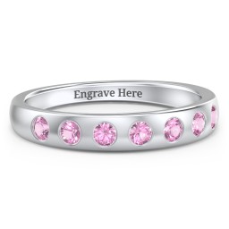 Flush Set Gemstone Belt Ring in 925 Sterling Silver with Pink Sapphire