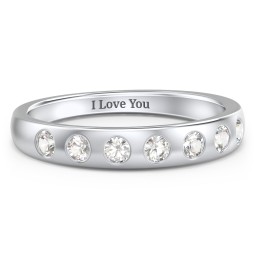 Flush Set Gemstone Belt Ring in 925 Sterling Silver with Cubic Zirconia