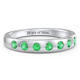 Flush Set Gemstone Belt Ring in 925 Sterling Silver with Emerald
