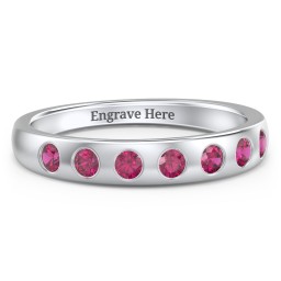 Flush Set Gemstone Belt Ring in 925 Sterling Silver with Ruby