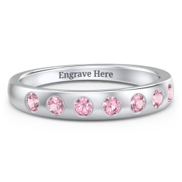 Flush Set Gemstone Belt Ring in 925 Sterling Silver with Pink Tourmaline