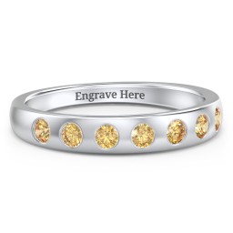 Flush Set Gemstone Belt Ring in 925 Sterling Silver with Citrine
