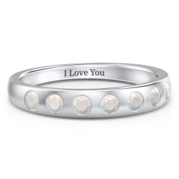 Flush Set Gemstone Belt Ring in 925 Sterling Silver with Opal