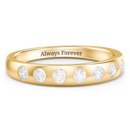 Flush Set Gemstone Belt Ring in 10K Solid Yellow Gold with Diamond