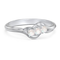 Three Stone Wave Ring