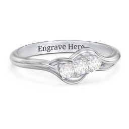 Three Stone Wave Ring