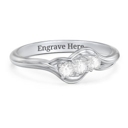 Three Stone Wave Ring