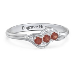 Three Stone Wave Ring in 925 Sterling Silver