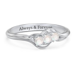 Three Stone Wave Ring