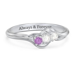 Three Stone Wave Ring