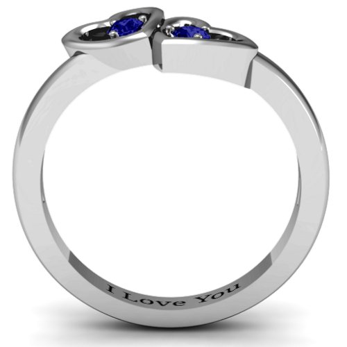 Twin Hearts Ring – Sterling Silver with Blue Sapphire