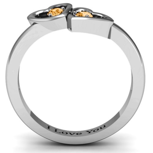 Twin Hearts Ring – Sterling Silver with Citrine