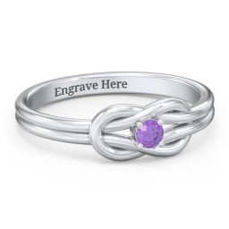 Birthstone Love Knot Ring in 925 Sterling Silver with Amethyst