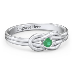 Birthstone Love Knot Ring in 925 Sterling Silver with Emerald