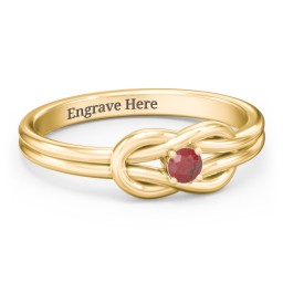 Birthstone Love Knot Ring in 18K Gold Plated Silver with Garnet
