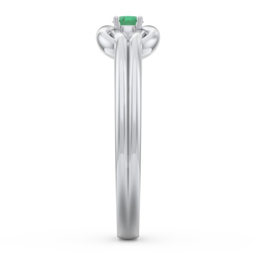 Birthstone Love Knot Ring – Sterling Silver with Emerald